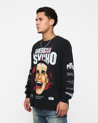 Rats Get Fat X American Psycho American Psycho Long Sleeve T-Shirt Black Wash