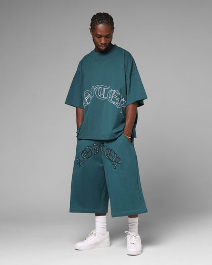 Loiter Destruct Sweat Shorts Teal