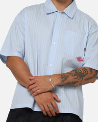 Carre Signature Rose Button Up Shirt Blue Pinstripe