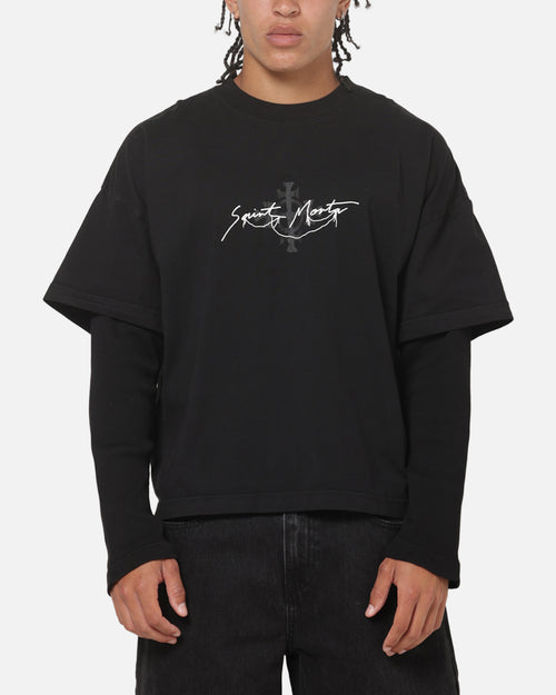 Saint Morta Destiny Layered Long Sleeve T-Shirt Washed Black