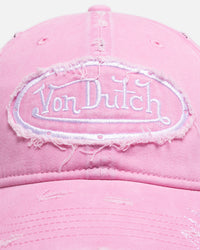 Von Dutch Distressed Zigzag Dad Strapback Cap Pink