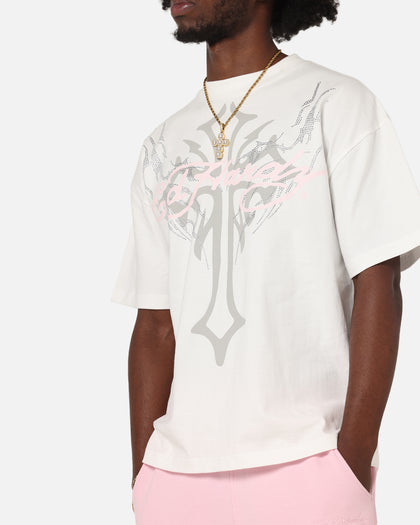 Ed Hardy Trinity Rhinestone T-Shirt Off White