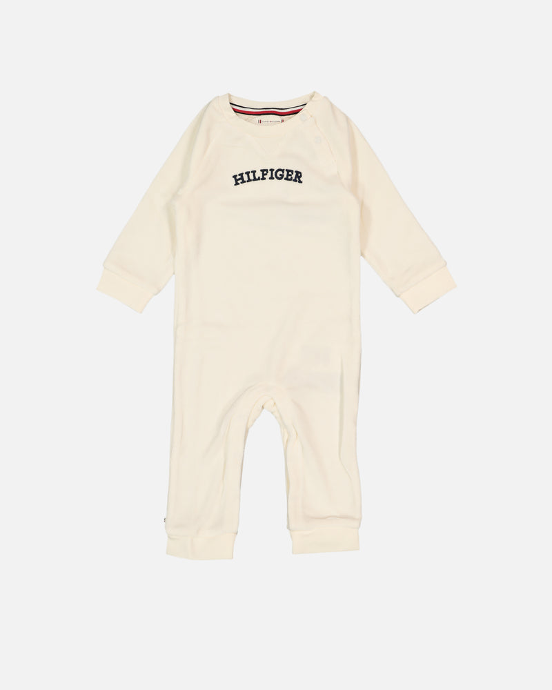 Tommy Hilfiger Infants' Baby Curved Monotype Coverall Ancient White