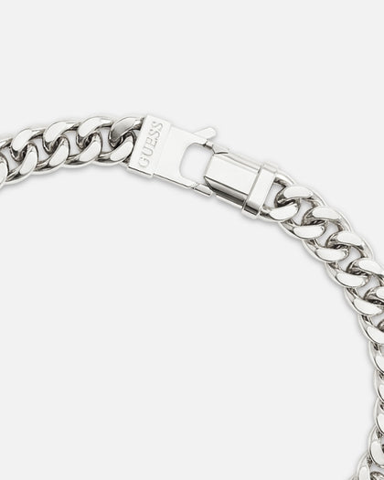 Guess Mainline Lo Studio 8mm Curb Chain Silver Bracelet Silver