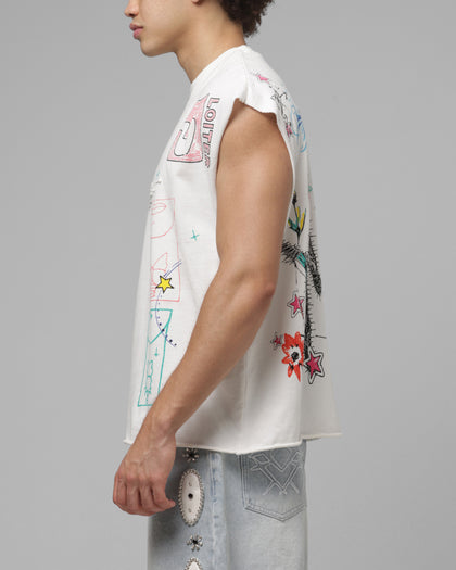 Loiter Hand Drawn Muscle T-Shirt Off White