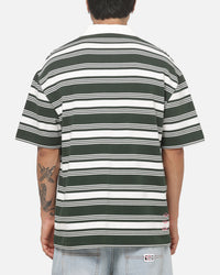 Vouseti Post Game Polo Shirt Money Green White Stripe