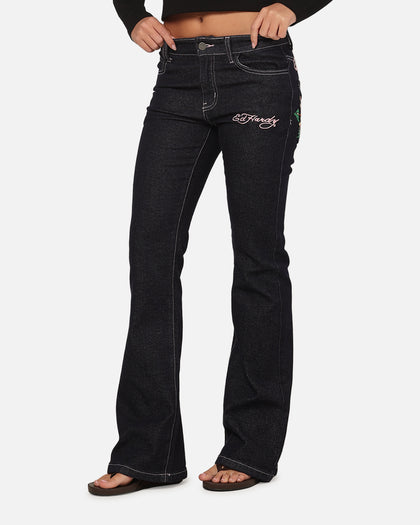 Ed Hardy Women's Rose Bootcut Jeans Raw Indigo