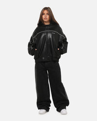 Carré Velocity Vegan Leather Bomber Jacket Black
