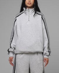 Loiter Hybrid Track Quarter Zip Grey Marle