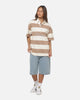 Vouseti Post Game Polo Shirt Latte White Stripe