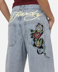 Ed Hardy Serpent Jorts Light Wash