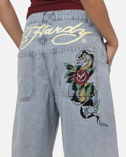 Ed Hardy Serpent Jorts Light Wash