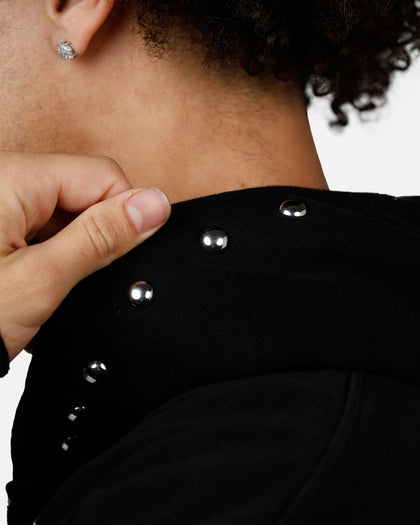 Revenge Tribal Skull Studded Zip Hoodie Black