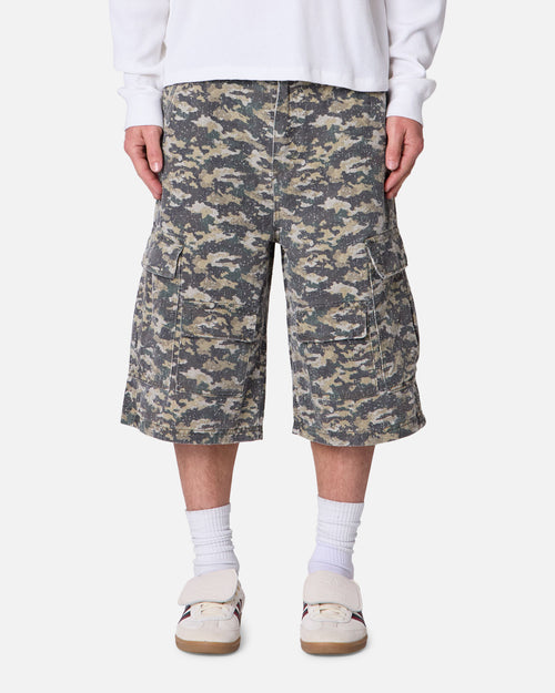 MNML Distressed Ultra Baggy Cargo Shorts Camo