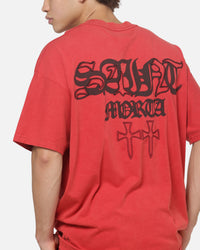Saint Morta Destruct Boxy T-Shirt Vintage Washed Red