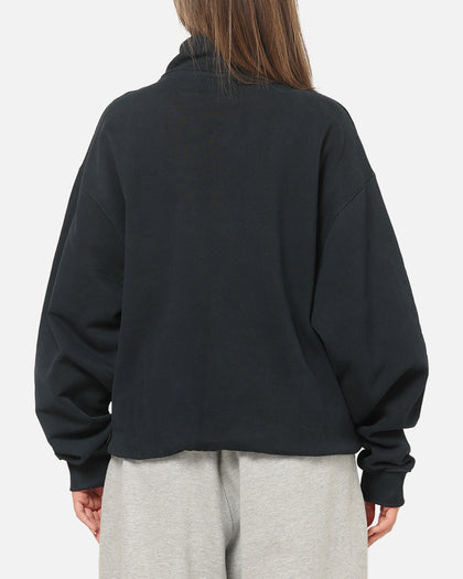 American Thrift Leisure Quarter Zip Mock Neck Sweater Washed Black