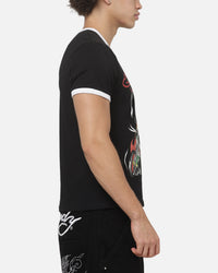 Ed Hardy Flame Skull Ringer T-Shirt Black