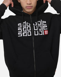 S Double Triple Block Zip Hoodie Black
