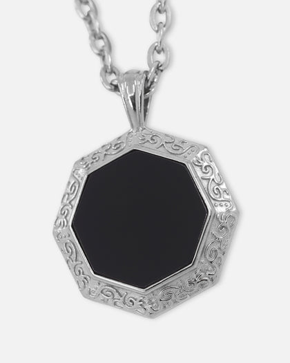 Saint Morta Onyx Octagon Pendant Chain White Gold