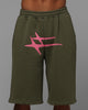 Loiter Hybrid Premium Shorts Olive/Pink