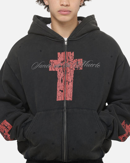 Saint Morta Saints Marked Zip Hoodie Washed Black
