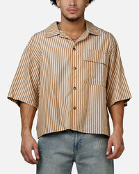 MNML Strip One Pocket Pajama Shirt Brown/Cream