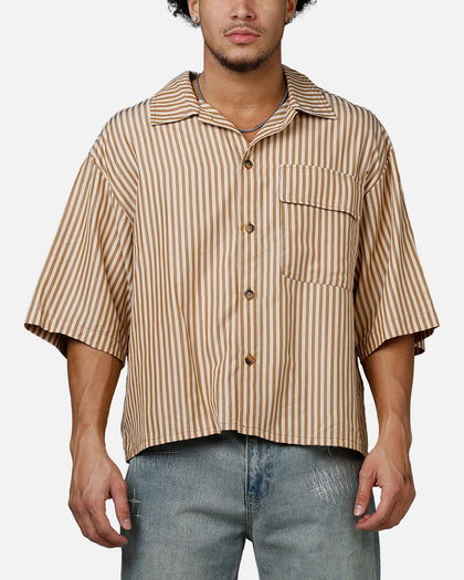 MNML Strip One Pocket Pajama Shirt Brown/Cream