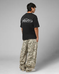 Loiter Script Boxy T-Shirt Washed Black