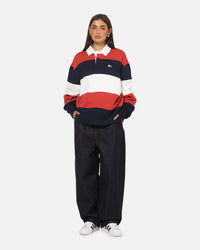 Tommy Jeans Relaxed Badge Stripe Rugby Shirt Navy