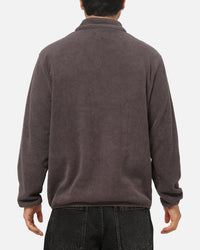 X-Large Stripe Polar Fleece Quarter Zip Fleece Mocha