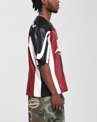 Loiter Vegan Leather Football Top Red/Black