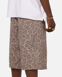 Playboy All Over Print Shorts Leopard Beige