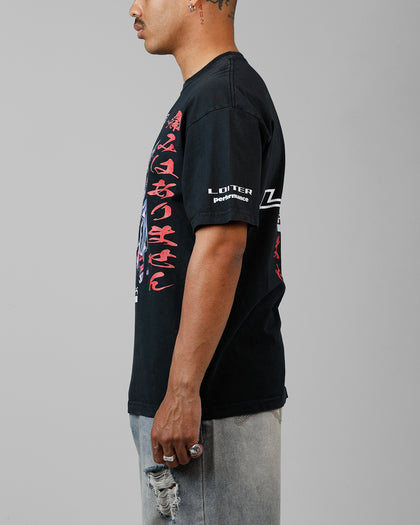 Loiter Cybernetics Heavyweight T-Shirt Black Acidwash