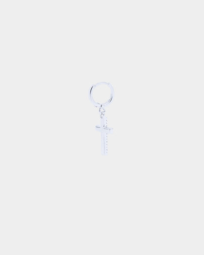 Saint Morta Mini Cross Earring Iced White Gold