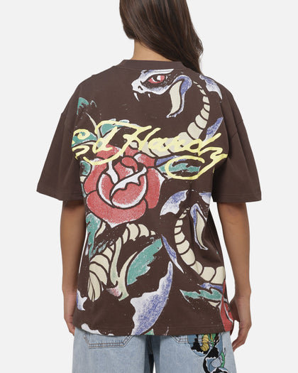 Ed Hardy Serpent T-Shirt Washed Brown