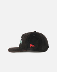 New Era New Zealand Warriors 'NRL Golfer Washed Black' Pre-Curved Corduroy Golfer Snapback Washed Black
