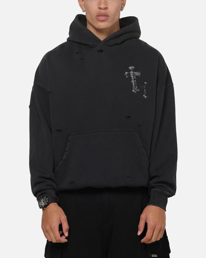 Saint Morta Graves Boxy Hoodie Washed Black