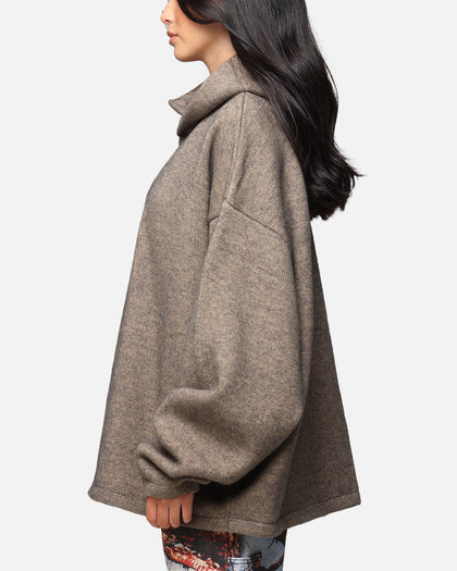 MNML Tonal Grain Knitted Hoodie Brown