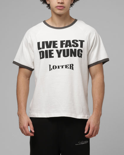 Loiter Live Fast Ringer T-Shirt Off White
