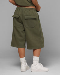 Loiter Hybrid Premium Shorts Olive/Pink