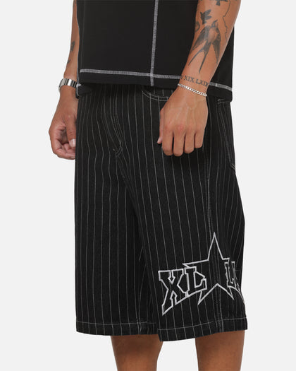 X-Large LA Star Baggy Bull Denim Shorts Black
