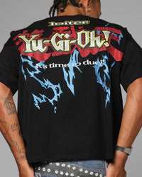 Loiter X Yu-Gi-Oh! Blue Eyes White Dragon Rhinestone T-Shirt Black