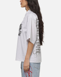 Worship Restraint Box Crop Shirt White Pinstripe