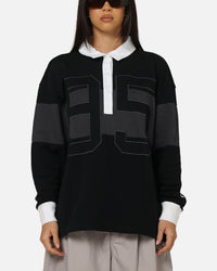 Nike Women's Sportswear Graphic Long Sleeve Polo Top Black/Anthracite