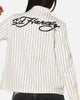 Ed Hardy Euro Button Up Shirt White Pinstripe