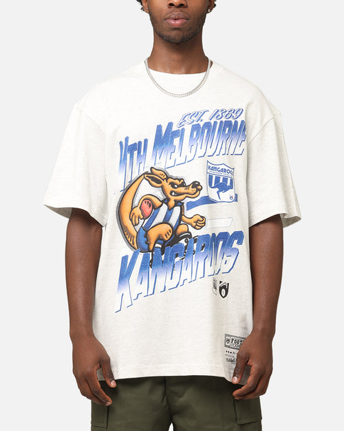 Mitchell & Ness North Melbourne Kangaroos Mascot Character T-Shirt Silver Marle