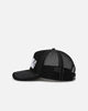 S Double Mid-Block Curved Peak Trucker Strapback Black