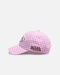 Von Dutch Distressed Plaid Dad Snapback Pink