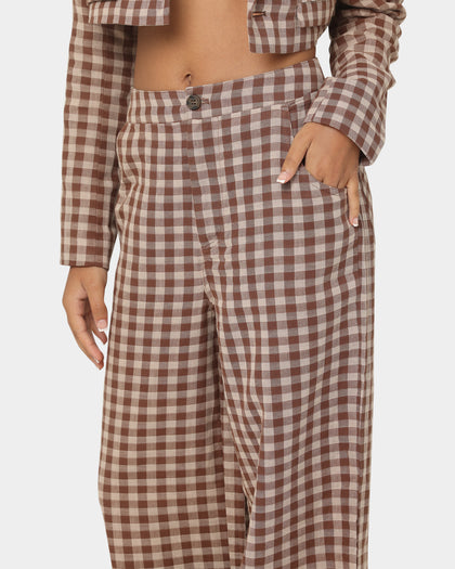 EN ES Women's Harvard Wide Leg Pants Gingham Aurora