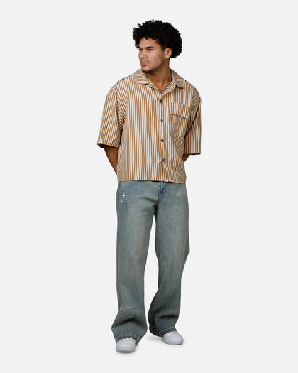 MNML Strip One Pocket Pajama Shirt Brown/Cream